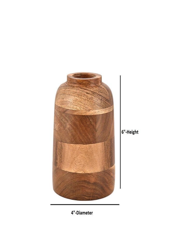 Kimona Vase Acacia Wood Vintage Farmhouse Flowers Vase for Home Office Table Shelf Mantel Porch Decorations (4" X 4" X 6") - Image 4